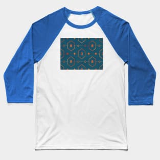 Copper Turtle Pattern on Teal Baseball T-Shirt